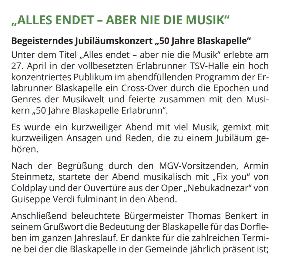Infoblatt Erlabrunn 50 Jahre Blaskapelle klein